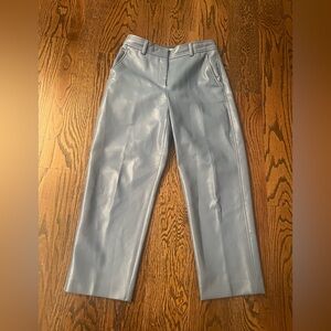 Babaton Command Cropped Blue Faux Leather Pants